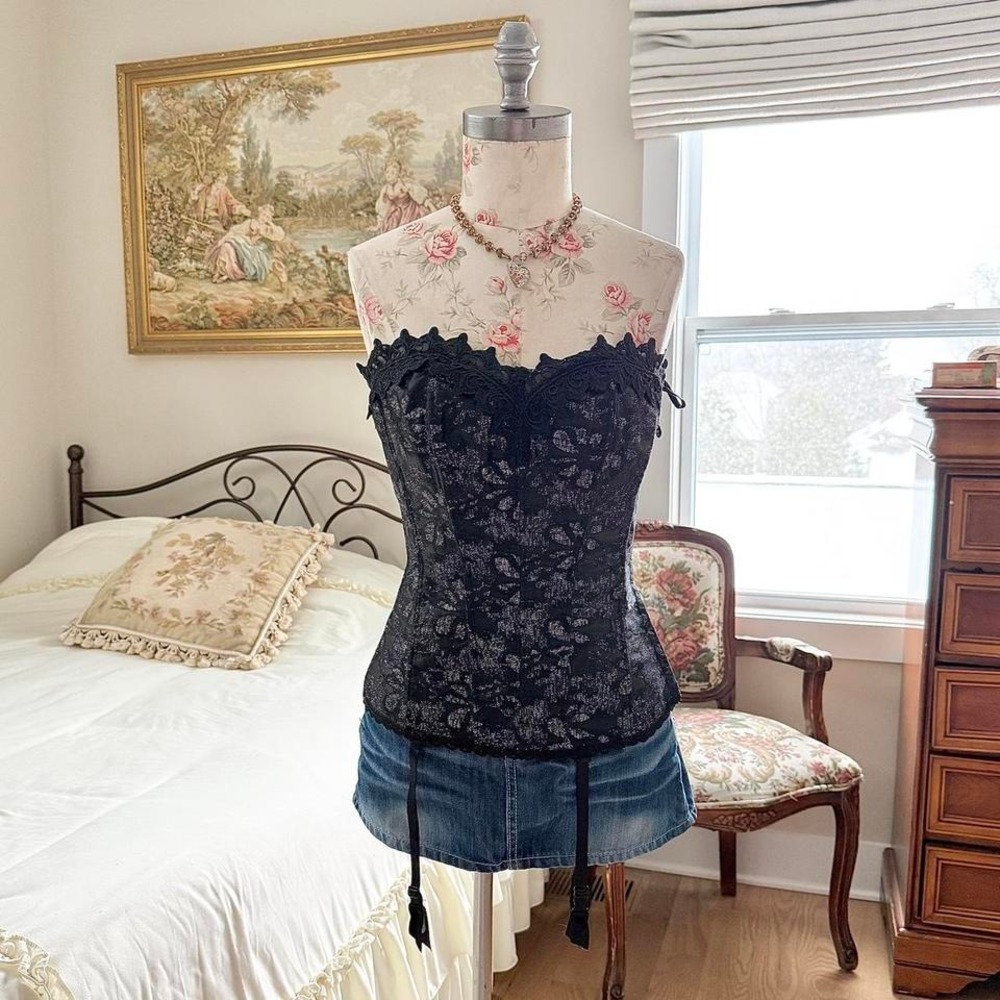 Y2K Fredericks of Hollywood black‎ corset top size 40